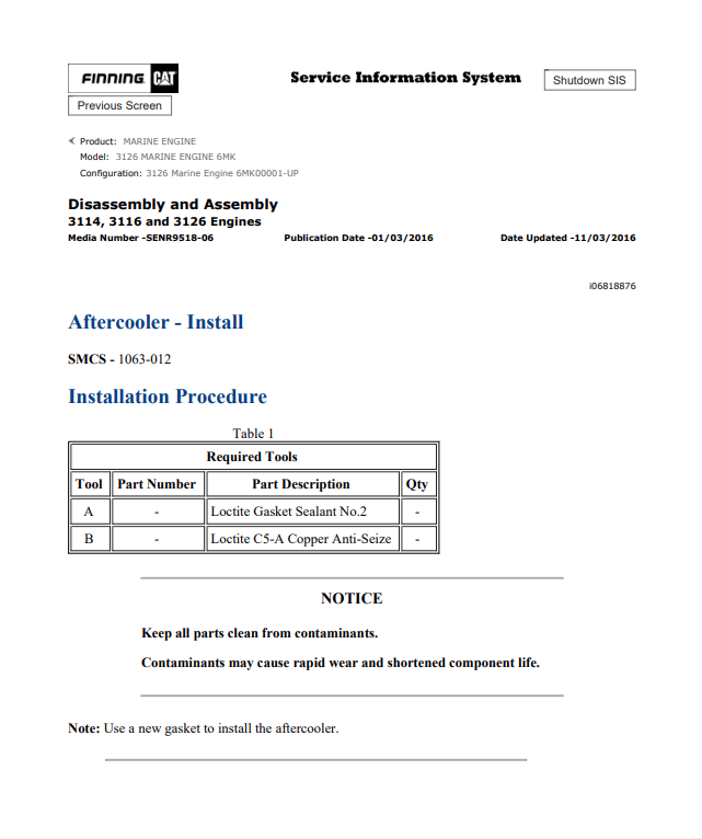 Caterpillar Cat 3126 Engine-machine Service And Repair Manual PDF | S/N 6MK