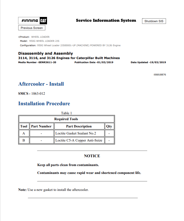 Caterpillar Cat 3126 Marine Engine Service and Repair Manual PDF | S/N 6JK, 2JS