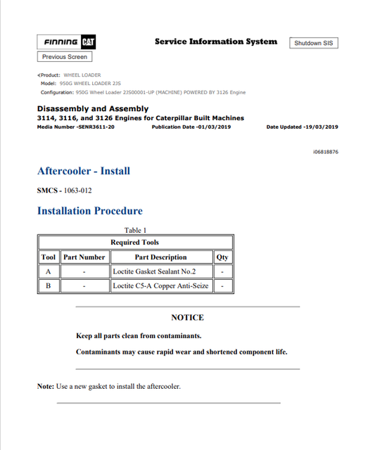 Caterpillar Cat 3126 Marine Engine Service and Repair Manual PDF | S/N 6JK, 2JS