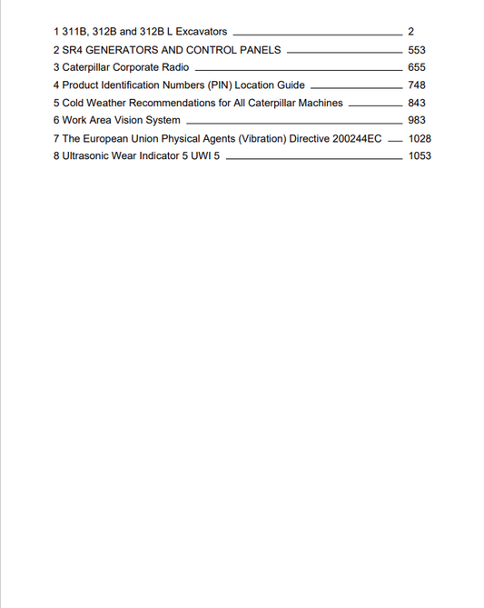 Caterpillar Cat 312B Excavator Operation and Maintenance Manual PDF | S/N 9HR