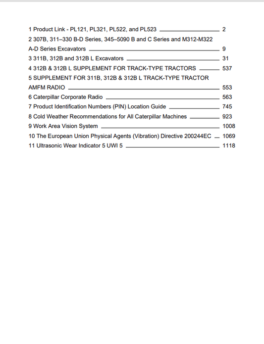 Caterpillar Cat 312B L Excavator Operation And Maintenance Manual PDF | S/N 3FS

