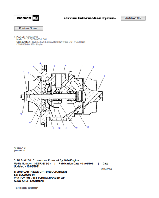 Caterpillar Cat 312C Excavator Parts Catalogue Manual PDF | S/N BWH