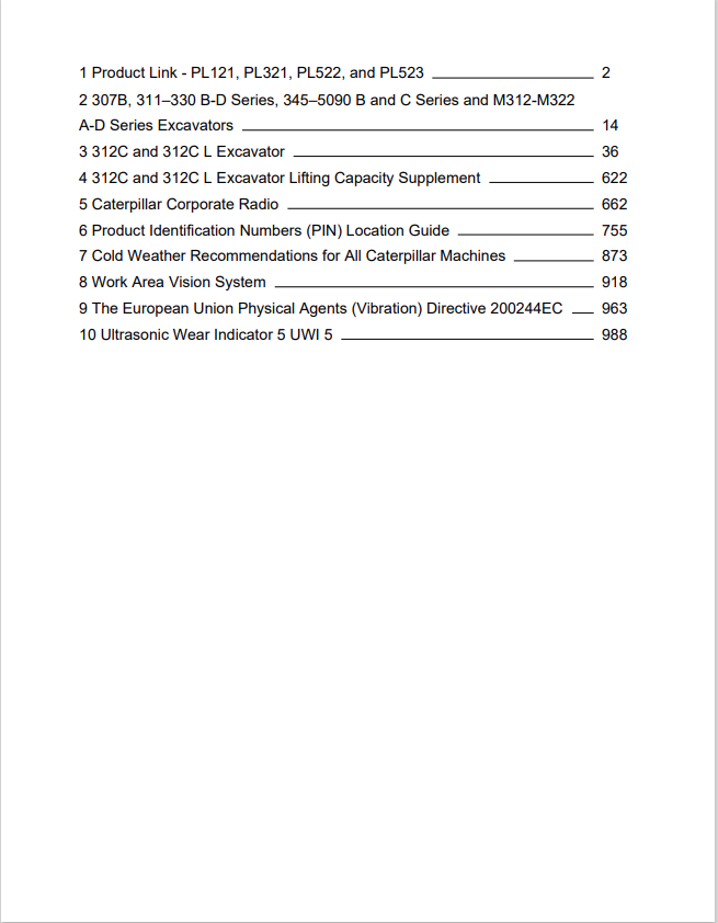 Caterpillar Cat 312C L Excavator Operation and Maintenance Manual PDF | S/N CBT