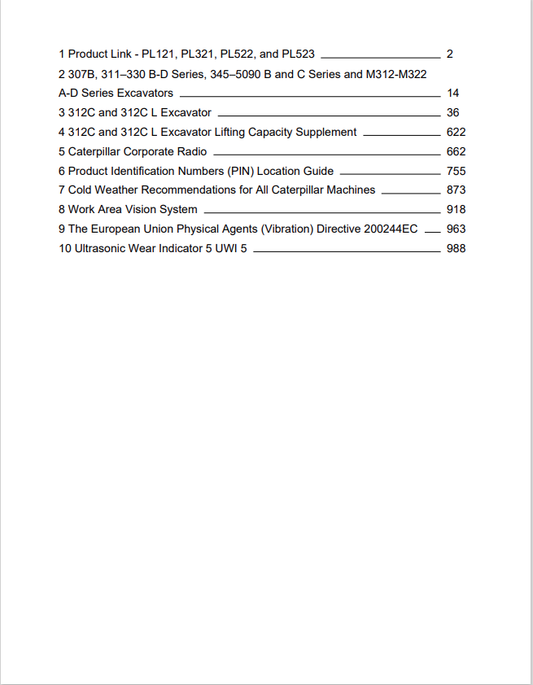 Caterpillar Cat 312C L Excavator Operation and Maintenance Manual PDF | S/N CBT