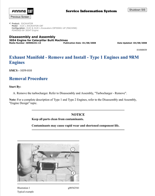 Caterpillar Cat 312C L Excavator Service and Repair Manual PDF | S/N CBT