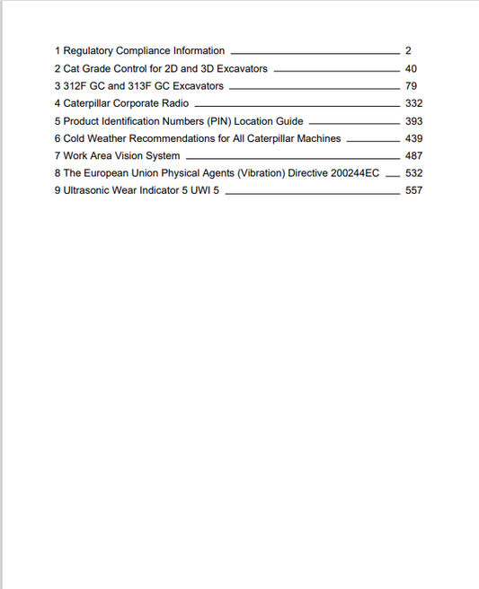 Caterpillar Cat 312F GC Excavator Operation and Maintenance Manual PDF | S/N FKE