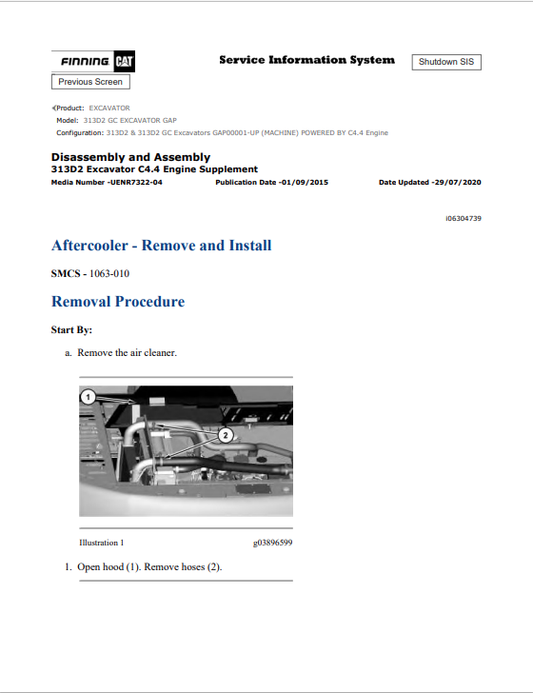 Caterpillar Cat 313D2 GC Excavator Service and Repair Manual PDF | S/N GAP