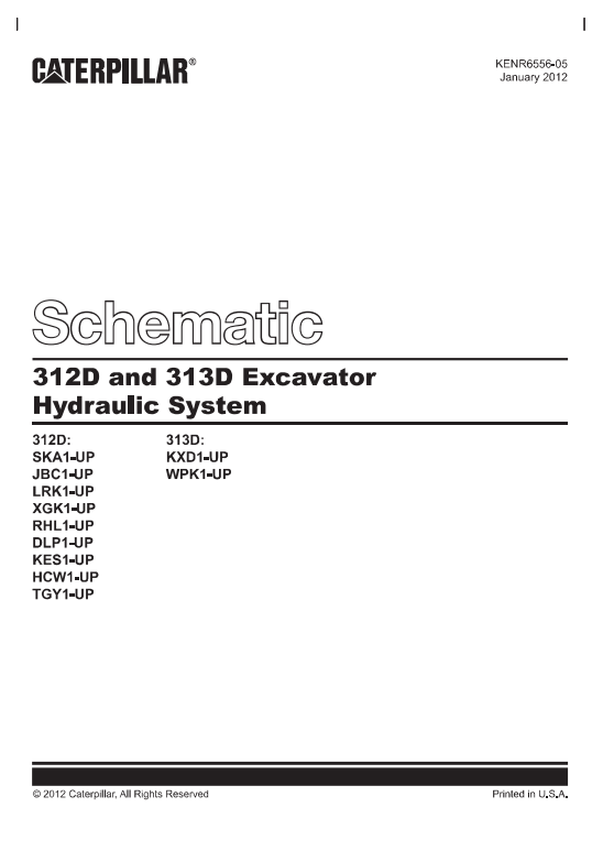 Caterpillar Cat 313D Excavator Electrical and Hydraulic Schematic Manual PDF | S/N WPK
