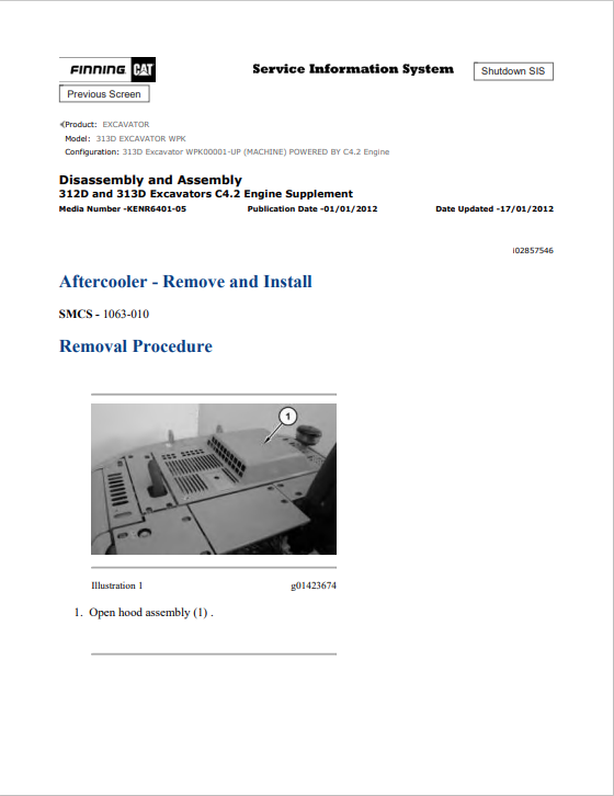 Caterpillar Cat 313D Excavator Service and Repair Manual PDF | S/N WPK
