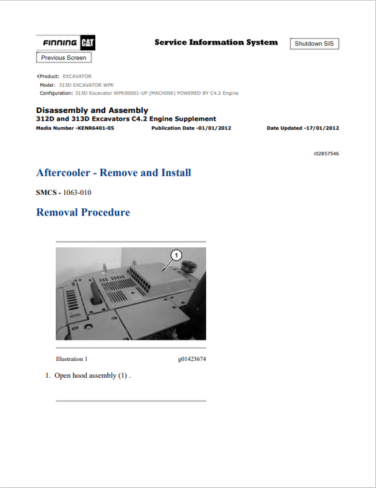 Caterpillar Cat 313D Excavator Service and Repair Manual PDF | S/N WPK