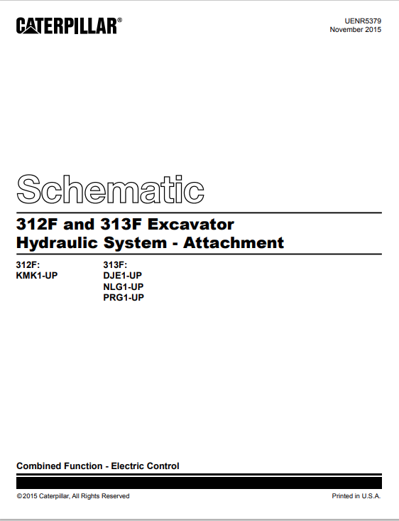 Caterpillar Cat 313F L Excavator Electrical And Hydraulic Schematic Manual PDF | S/N DJE