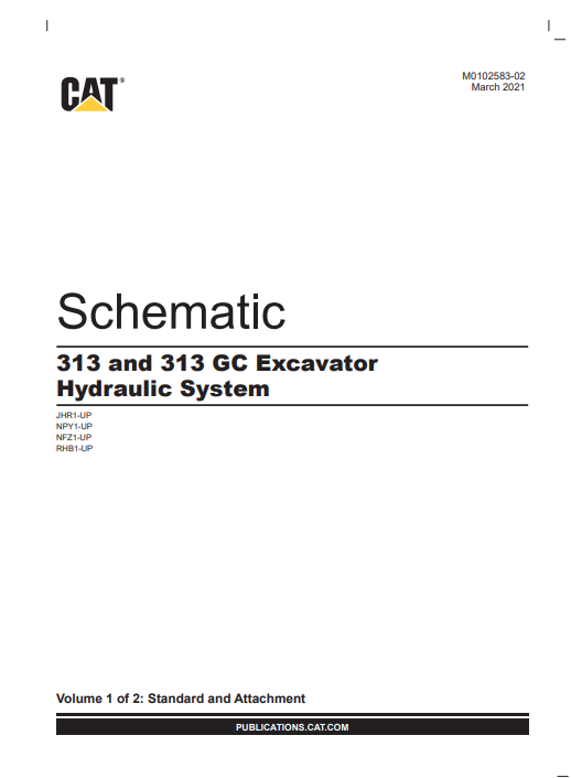 Caterpillar Cat 313 GC Excavator Electrical And Hydraulic Schematic Manual PDF | S/N RHB