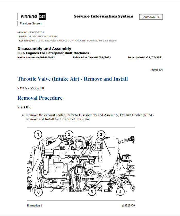 Caterpillar Cat 313 GC Excavator Service and Repair Manual PDF | S/N RHB
