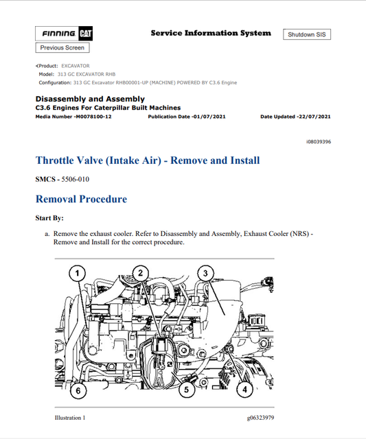 Caterpillar Cat 313 GC Excavator Service and Repair Manual PDF | S/N RHB