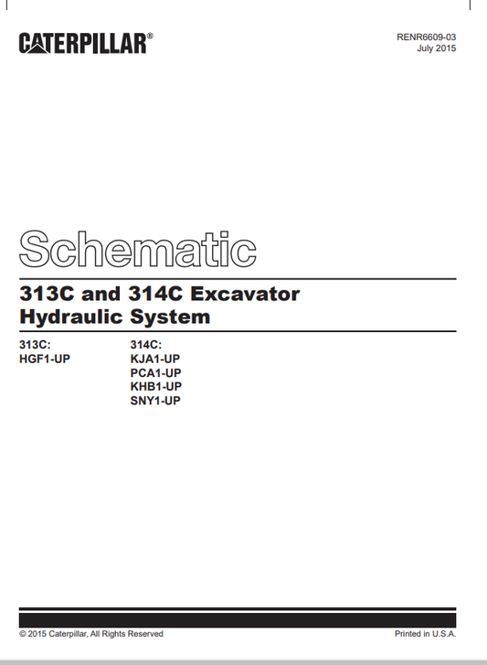 Caterpillar Cat 314C Excavator Electrical and Hydraulic Schematic Manual PDF | S/N PCA