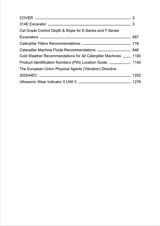 Caterpillar Cat 314E LCR Excavator Operation and Maintenance Manual PDF | S/N ZJT
