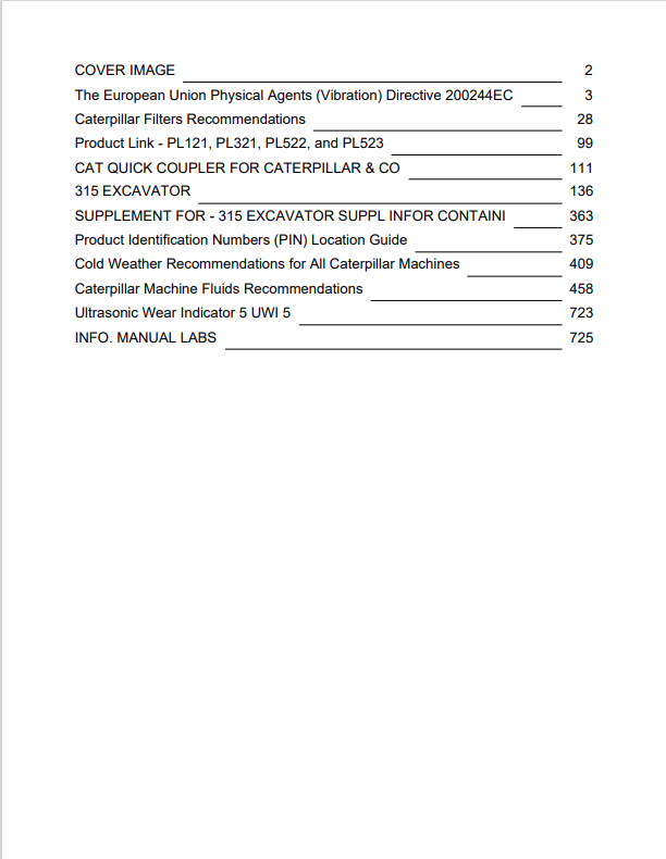 Caterpillar Cat 315-A Excavator Operation and Maintenance Manual PDF | S/N 3ZM