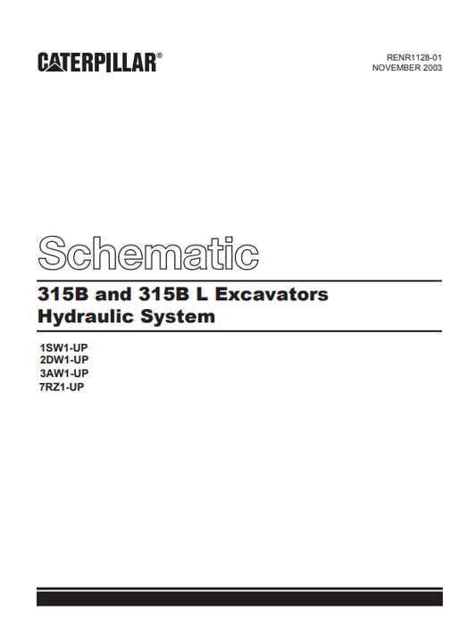 Caterpillar Cat 315B Excavator Electrical And Hydraulic Schematic Manual PDF | S/N 1SW