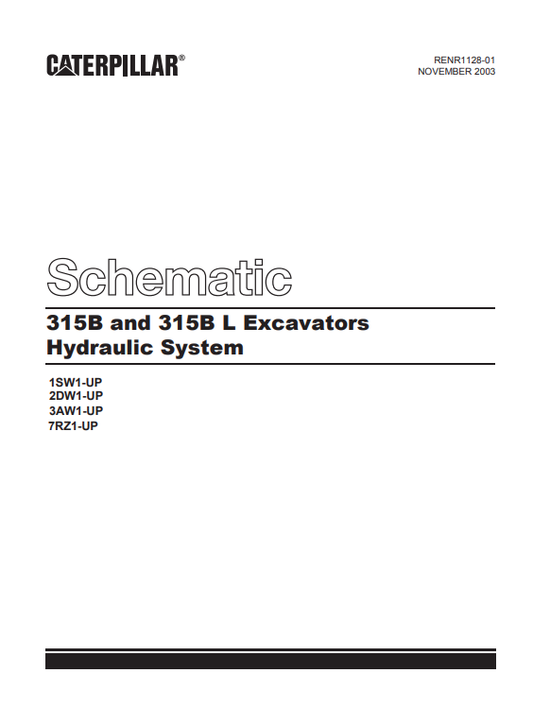 Caterpillar Cat 315B L Excavator ;Electrical And Hydraulic Schematic Manual PDF | S/N 3AW