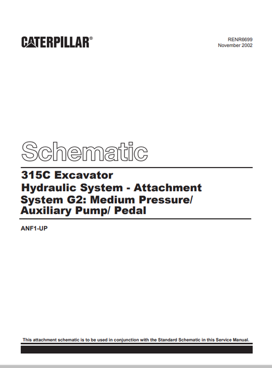 Caterpillar Cat 315C Excavator Electrical and Hydraulic Schematic Manual PDF | S/N ANF