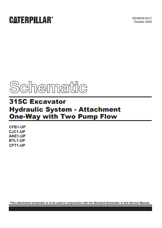 Caterpillar Cat 315C Excavator Electrical and Hydraulic Schematic Manual PDF | S/N CFT