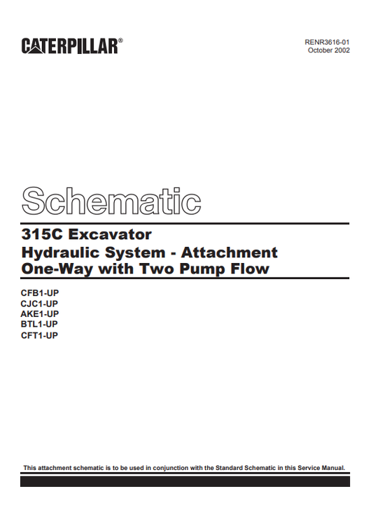 Caterpillar Cat 315C Excavator Electrical and Hydraulic Schematic Manual PDF | S/N CFT