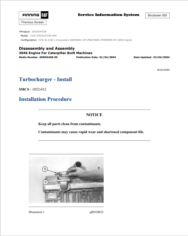 Caterpillar Cat 315C Excavator Service and Repair Manual PDF | S/N AKE