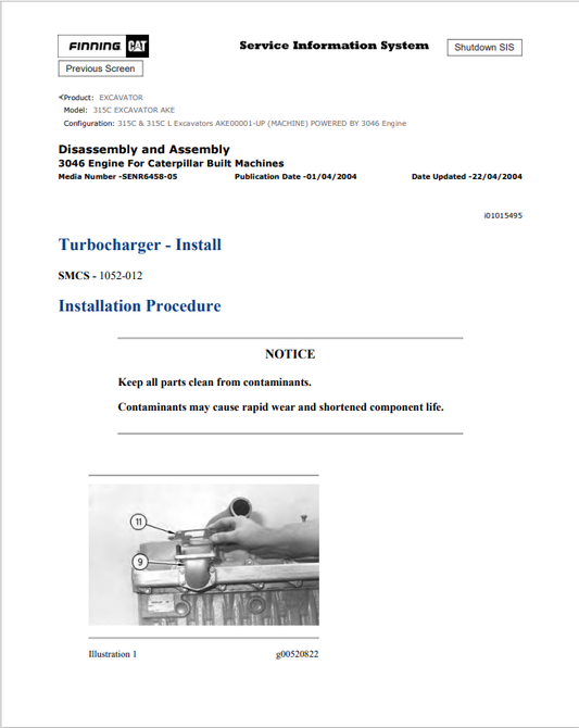 Caterpillar Cat 315C Excavator Service and Repair Manual PDF | S/N AKE