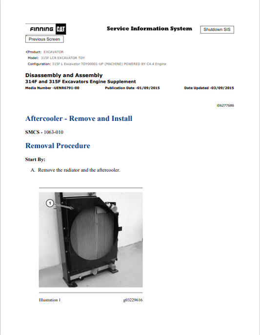 Caterpillar Cat 315F LCR Excavator Service and Repair Manual PDF | S/N TDY