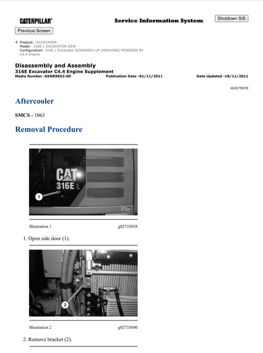 Caterpillar Cat 316E L Excavator Service and Repair Manual PDF | S/N DZW