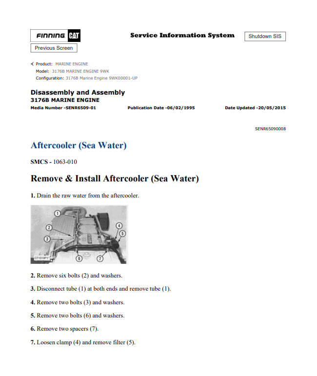 Caterpillar Cat 3176B Marine Engine Service and Repair Manual PDF | S/N 9WK