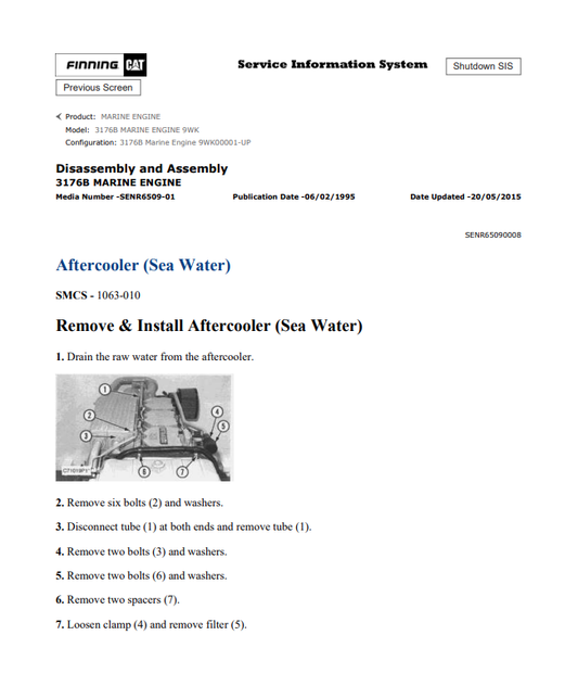 Caterpillar Cat 3176B Marine Engine Service and Repair Manual PDF | S/N 9WK
