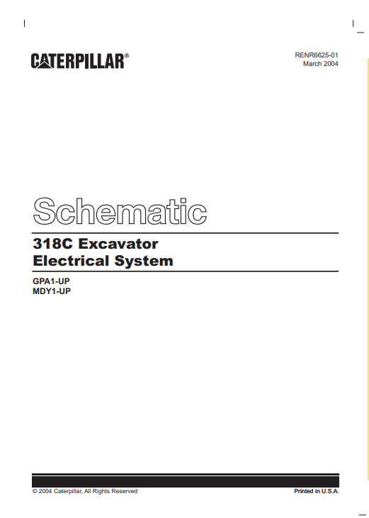 Caterpillar Cat 318C Excavator Electrical and Hydraulic Schematic Manual PDF | S/N GPA
