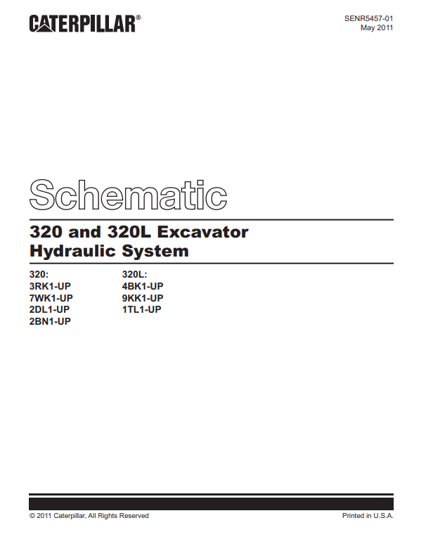 Caterpillar Cat 320-A Excavator Electrical and Hydraulic Schematic Manual PDF | S/N 3XM, 2BN