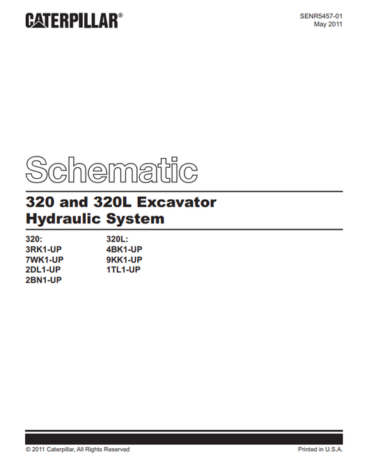 Caterpillar Cat 320-A Excavator Electrical and Hydraulic Schematic Manual PDF | S/N 3XM, 2BN