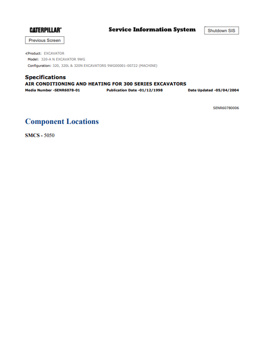 Caterpillar Cat 320-A N Excavator Electrical and Hydraulic Schematic Manual PDF | S/N 9WG