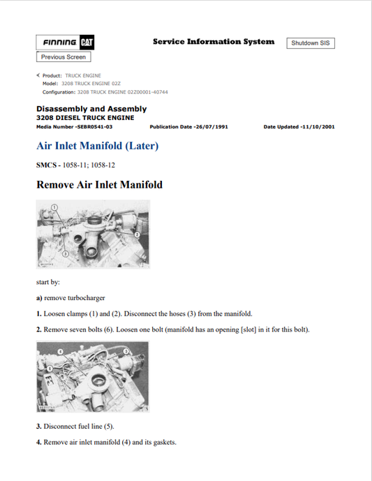 Caterpillar Cat 3208 Truck Engine Service and Repair Manual PDF | S/N 02Z