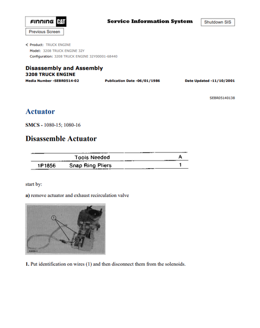 Caterpillar Cat 3208 Truck Engine Service and Repair Manual PDF | S/N 32Y