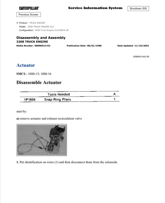 Caterpillar Cat 3208 Truck Engine Service and Repair Manual PDF | S/N 51Z55824