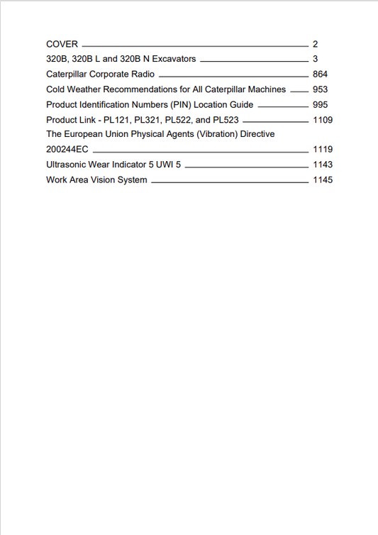 Caterpillar Cat 320B Excavator Operation and Maintenance Manual PDF | S/N 3MR