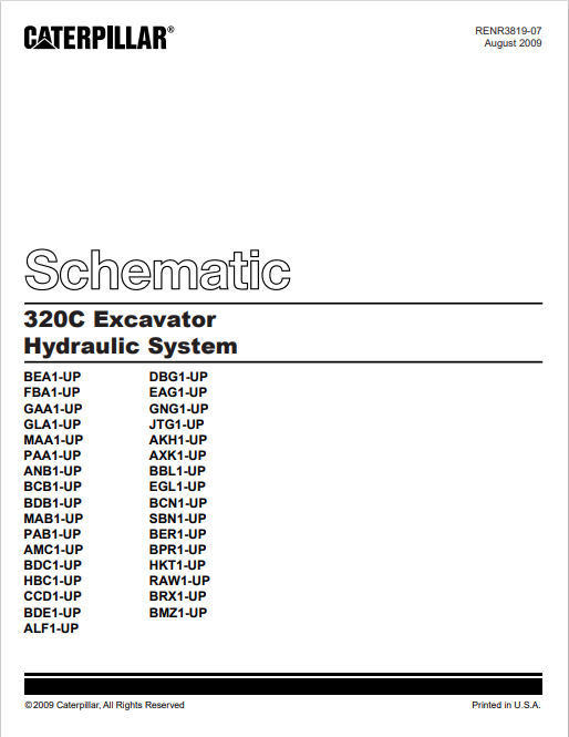 Caterpillar Cat 320C Excavator Electrical and Hydraulic Schematic Manual PDF | S/N ALF
