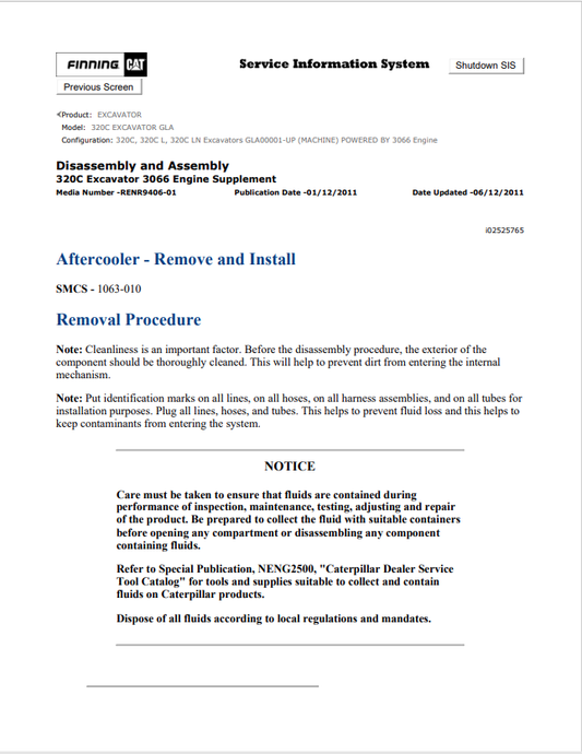 Caterpillar Cat 320C Excavator Service and Repair Manual PDF | S/N GLA