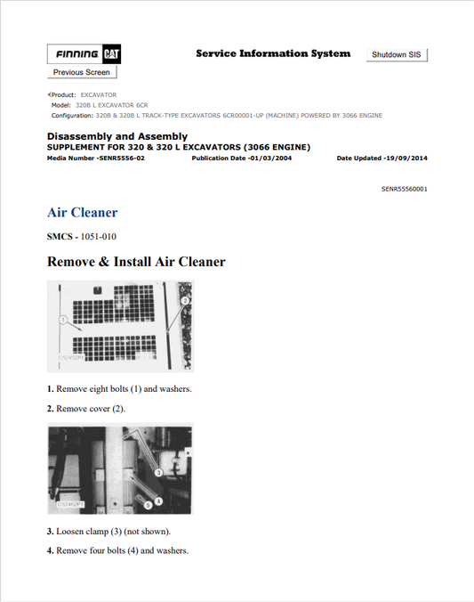 Caterpillar Cat 320C Excavator Service and Repair Manual PDF | S/N PAB