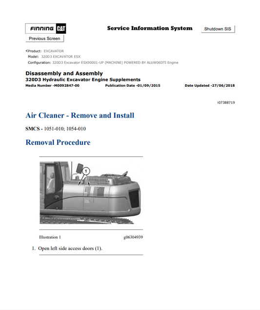 Caterpillar Cat 320D3 Excavator Service and Repair Manual PDF | S/N ESX