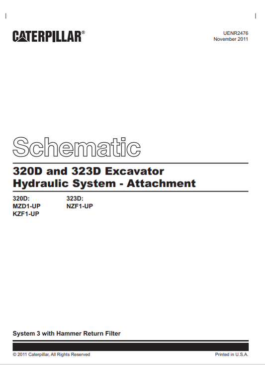 Caterpillar Cat 320D Excavator Electrical and Hydraulic Schematic Manual PDF | S/N MZD