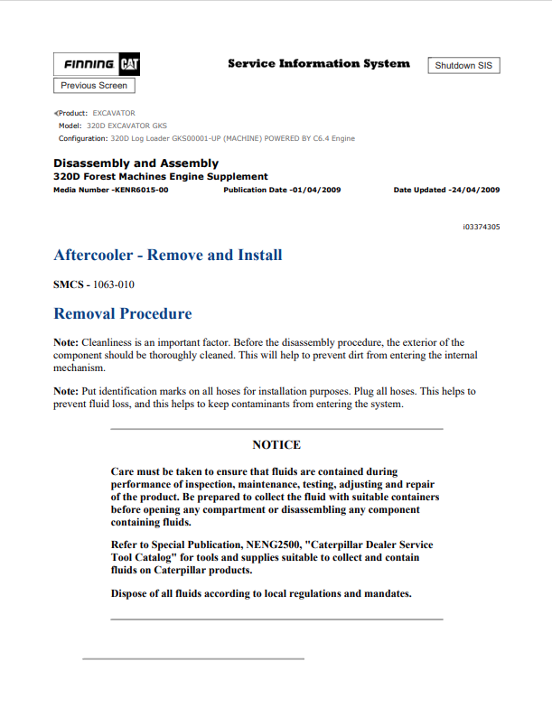 Caterpillar Cat 320D Excavator Service and Repair Manual PDF | S/N GKS