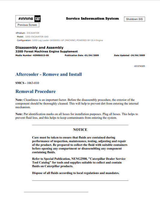 Caterpillar Cat 320D Excavator Service and Repair Manual PDF | S/N GKS