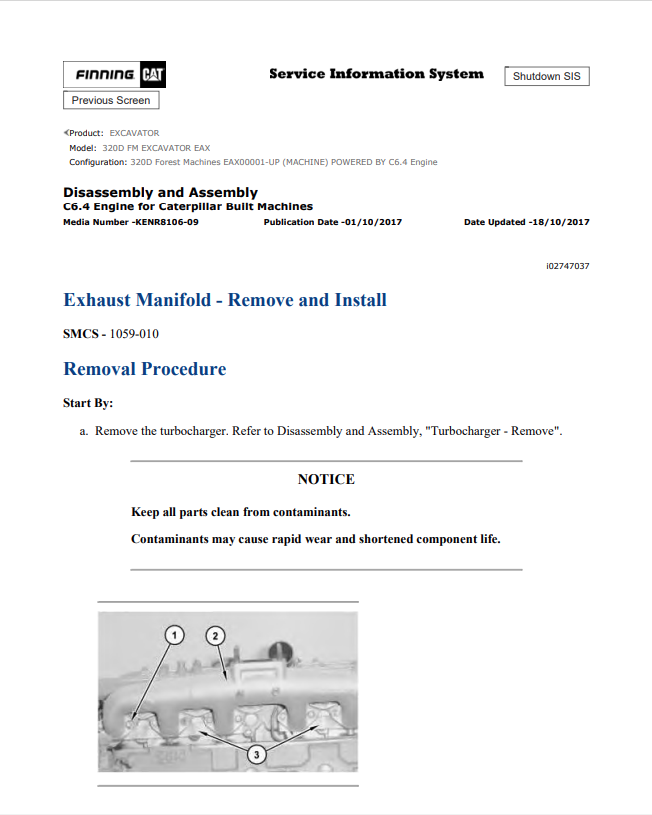 Caterpillar Cat 320D FM Excavator Service and Repair Manual PDF | S/N EAX