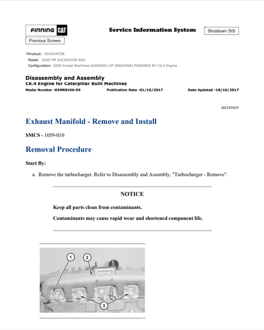 Caterpillar Cat 320D FM Excavator Service and Repair Manual PDF | S/N EAX