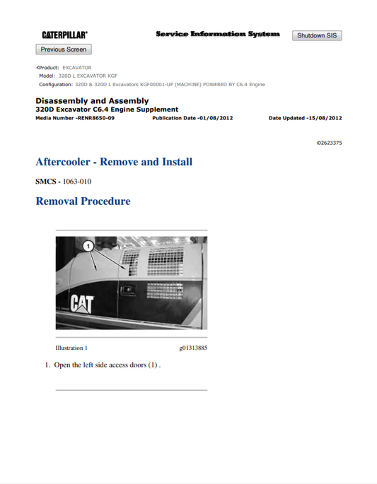 Caterpillar Cat 320D L Excavator Service and Repair Manual PDF | S/N KGF